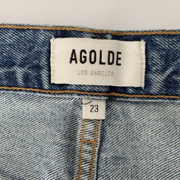 Agolde Jeans 90s Mid Rise Loose Sz 23 Light Wash Denim Button Fly Grunge Street - Picture 7 of 13